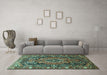 Machine Washable Persian Turquoise Traditional Area Rugs in a Living Room,, wshtr594turq