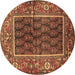 Round Persian Brown Traditional Rug, tr595brn