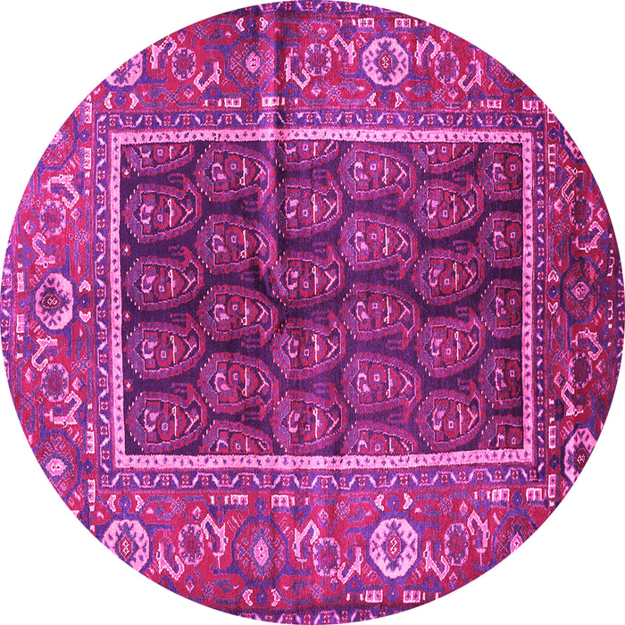 Round Machine Washable Persian Pink Traditional Rug, wshtr595pnk