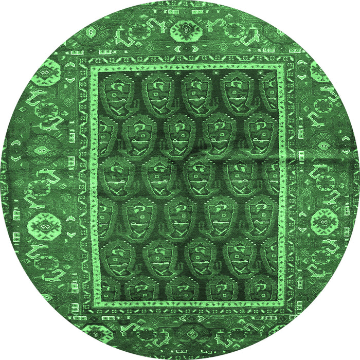 Round Machine Washable Persian Emerald Green Traditional Area Rugs, wshtr595emgrn