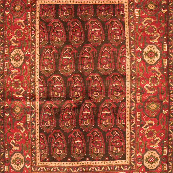 Serging Thickness of Machine Washable Persian Orange Traditional Area Rugs, wshtr595org