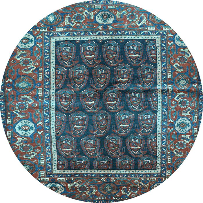 Round Machine Washable Persian Light Blue Traditional Rug, wshtr595lblu