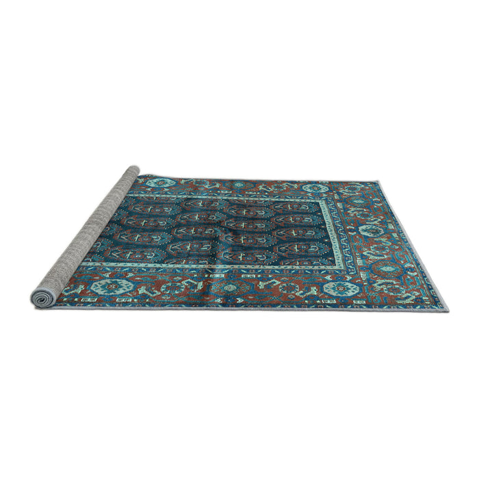 Sideview of Machine Washable Persian Light Blue Traditional Rug, wshtr595lblu
