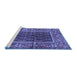 Sideview of Machine Washable Persian Blue Traditional Rug, wshtr595blu