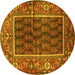 Round Persian Yellow Traditional Rug, tr595yw