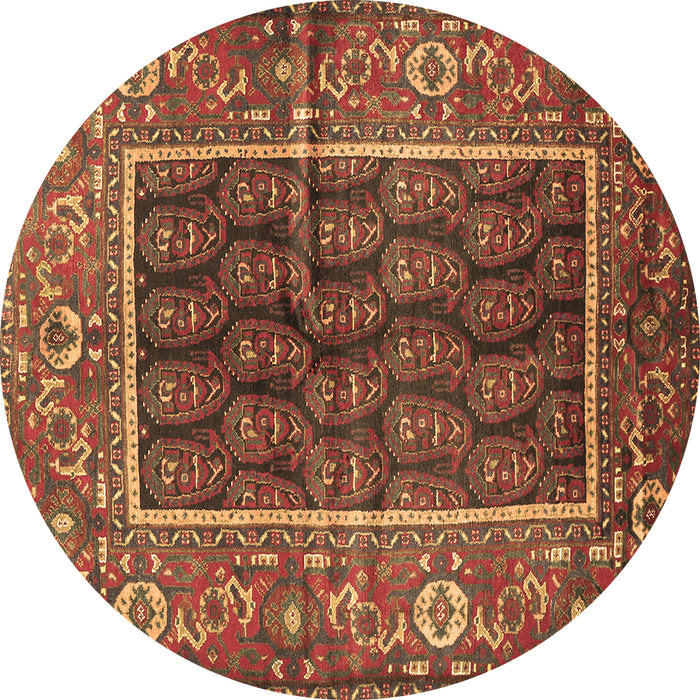 Round Machine Washable Persian Brown Traditional Rug, wshtr595brn