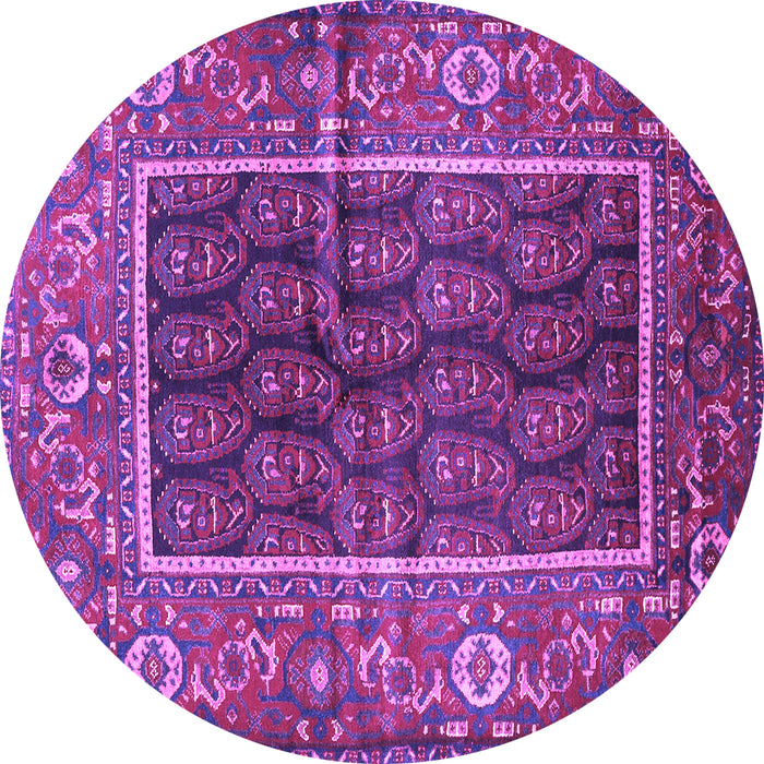 Round Machine Washable Persian Purple Traditional Area Rugs, wshtr595pur