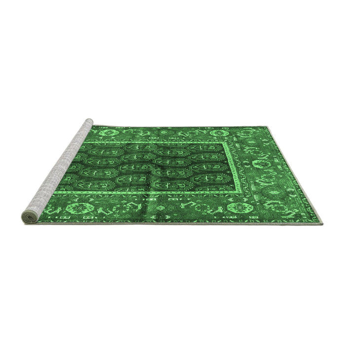 Sideview of Machine Washable Persian Emerald Green Traditional Area Rugs, wshtr595emgrn
