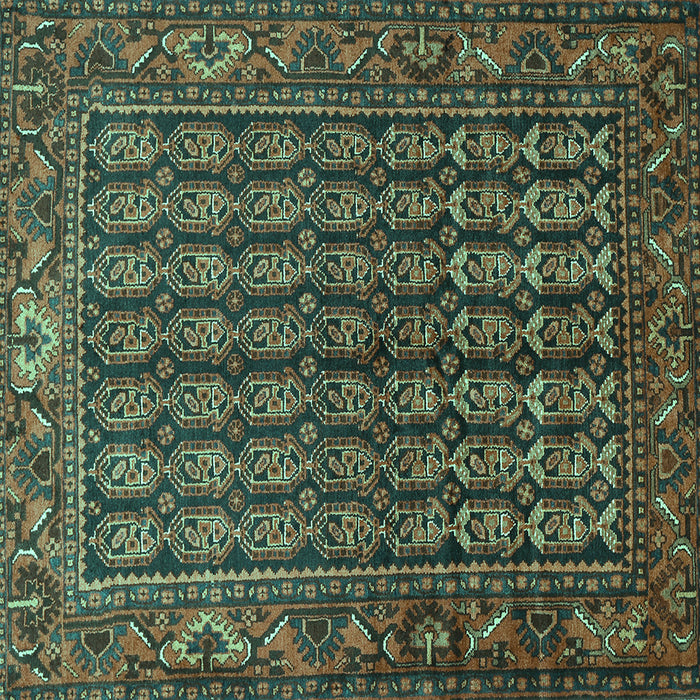 Square Machine Washable Persian Turquoise Traditional Area Rugs, wshtr596turq