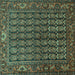 Square Machine Washable Persian Turquoise Traditional Area Rugs, wshtr596turq