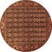 Round Machine Washable Persian Brown Traditional Rug, wshtr596brn