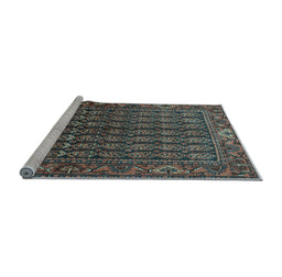 Sideview of Machine Washable Persian Light Blue Traditional Rug, wshtr596lblu