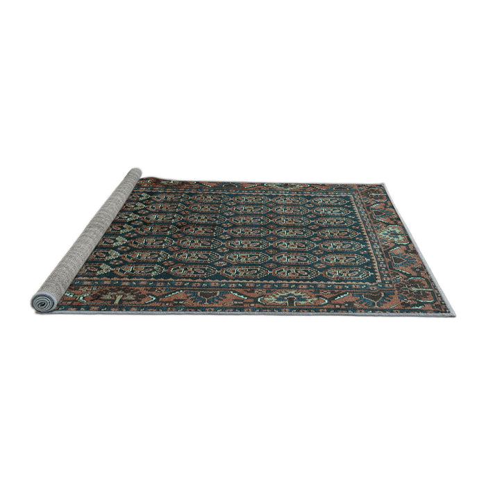 Sideview of Machine Washable Persian Light Blue Traditional Rug, wshtr596lblu