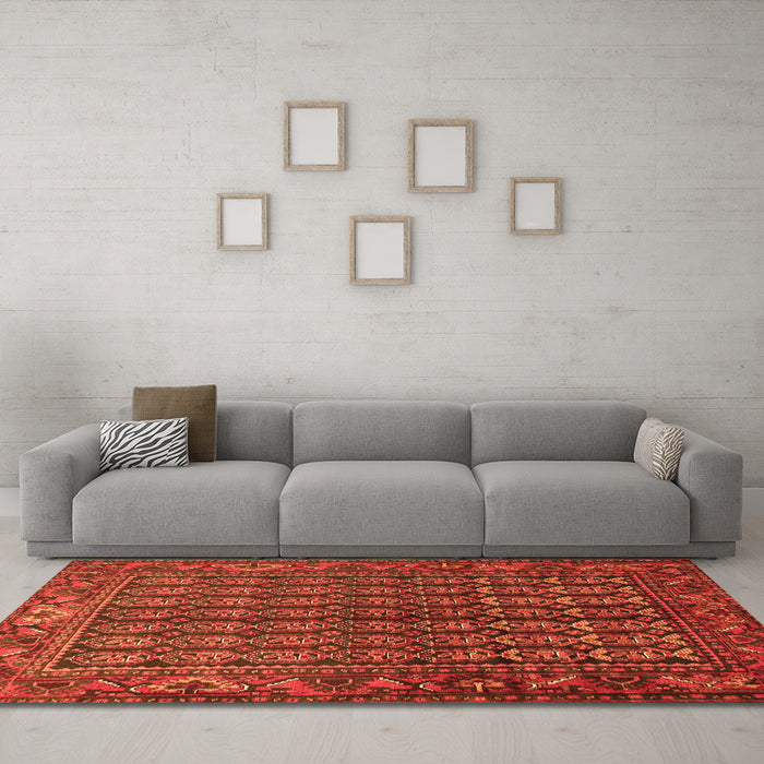 Machine Washable Persian Orange Traditional Area Rugs in a Living Room, wshtr596org