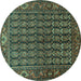 Round Machine Washable Persian Turquoise Traditional Area Rugs, wshtr596turq