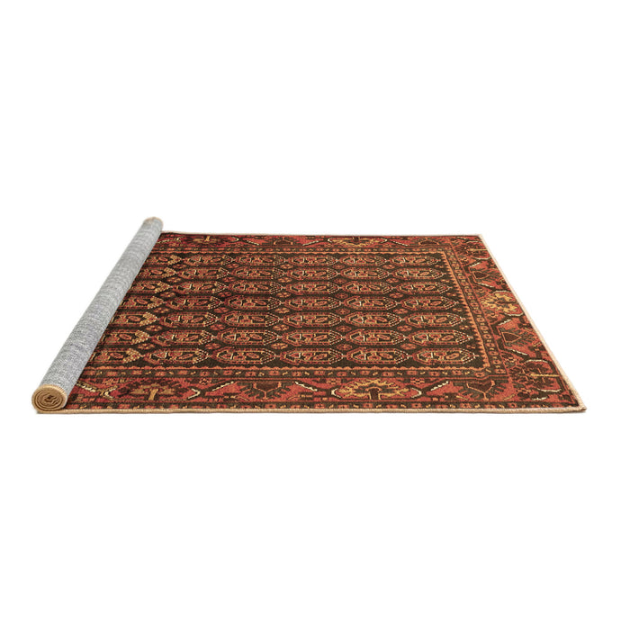 Sideview of Machine Washable Persian Brown Traditional Rug, wshtr596brn