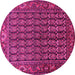 Round Machine Washable Persian Pink Traditional Rug, wshtr596pnk