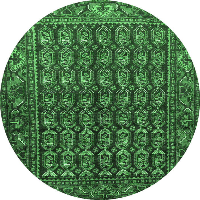 Round Machine Washable Persian Emerald Green Traditional Area Rugs, wshtr596emgrn