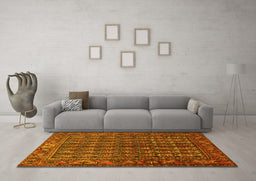 Machine Washable Persian Yellow Traditional Rug in a Living Room, wshtr596yw