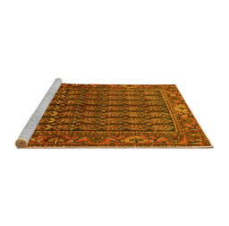 Sideview of Machine Washable Persian Yellow Traditional Rug, wshtr596yw