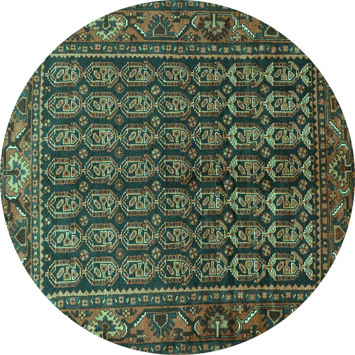 Round Persian Turquoise Traditional Rug, tr596turq