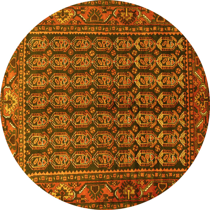 Round Persian Yellow Traditional Rug, tr596yw