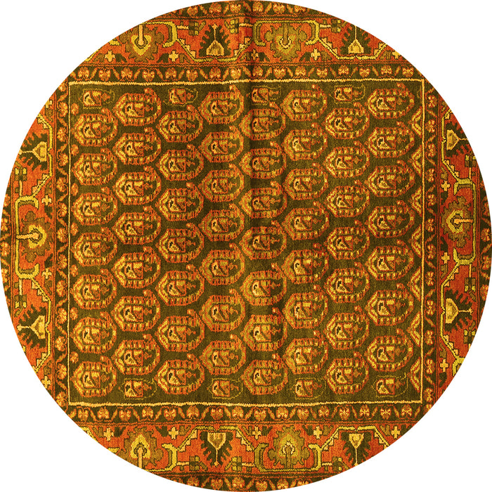Round Persian Yellow Traditional Rug, tr597yw