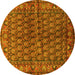 Round Persian Yellow Traditional Rug, tr597yw