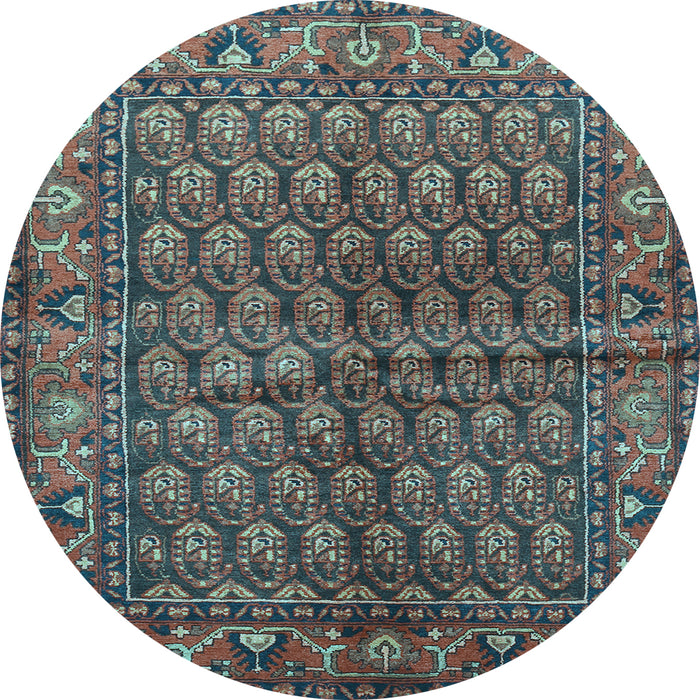 Round Machine Washable Persian Light Blue Traditional Rug, wshtr597lblu