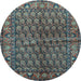 Round Machine Washable Persian Light Blue Traditional Rug, wshtr597lblu