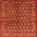 Round Machine Washable Persian Orange Traditional Area Rugs, wshtr597org