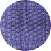 Round Machine Washable Persian Blue Traditional Rug, wshtr597blu