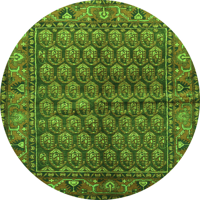Square Persian Green Traditional Rug, tr597grn