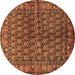 Round Machine Washable Persian Brown Traditional Rug, wshtr597brn