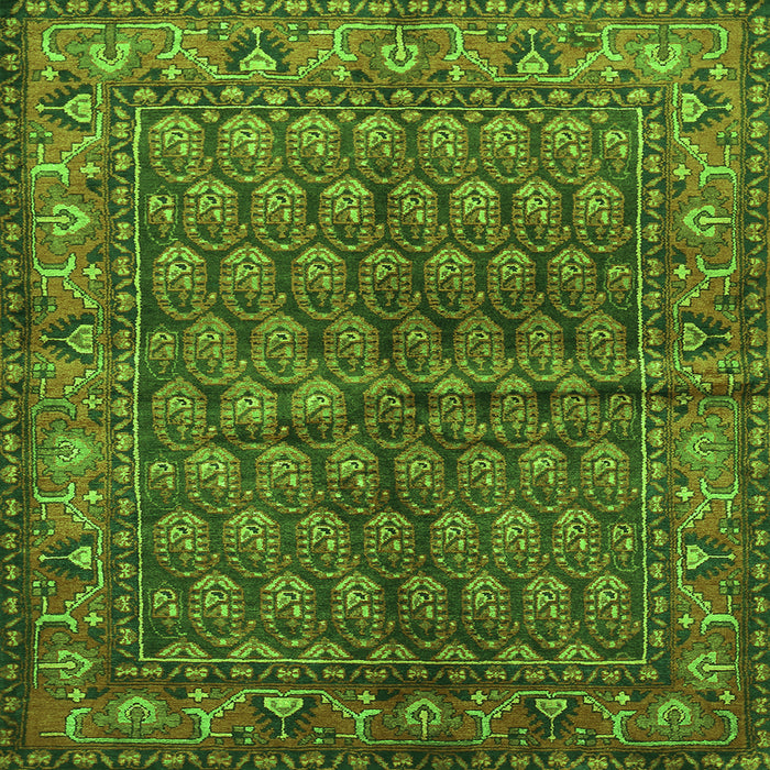 Round Machine Washable Persian Green Traditional Area Rugs, wshtr597grn
