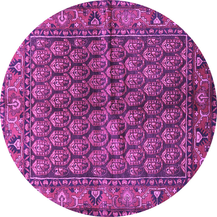Round Persian Purple Traditional Rug, tr597pur