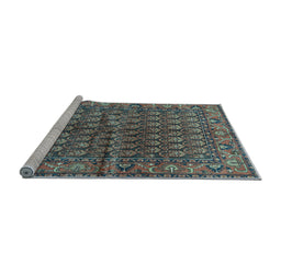 Sideview of Machine Washable Persian Light Blue Traditional Rug, wshtr597lblu