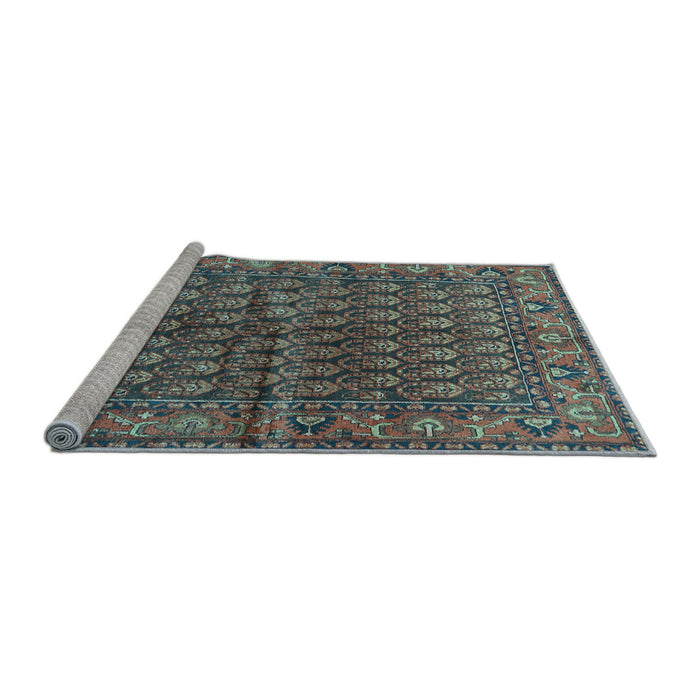 Sideview of Machine Washable Persian Light Blue Traditional Rug, wshtr597lblu