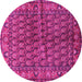 Round Machine Washable Persian Pink Traditional Rug, wshtr597pnk