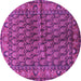 Round Machine Washable Persian Purple Traditional Area Rugs, wshtr597pur