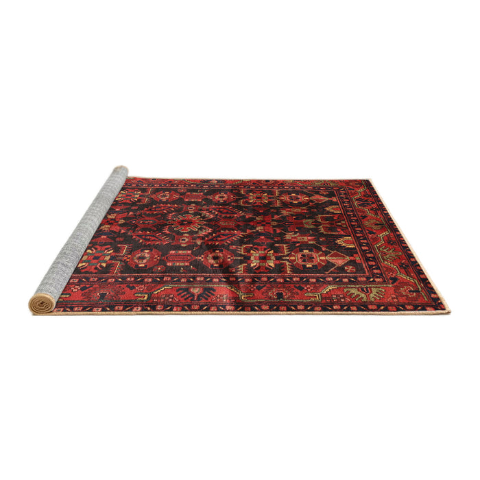 Sideview of Machine Washable Traditional Sepia Brown Rug, wshtr598