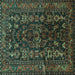 Square Machine Washable Persian Turquoise Traditional Area Rugs, wshtr598turq