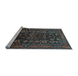Sideview of Machine Washable Persian Light Blue Traditional Rug, wshtr598lblu