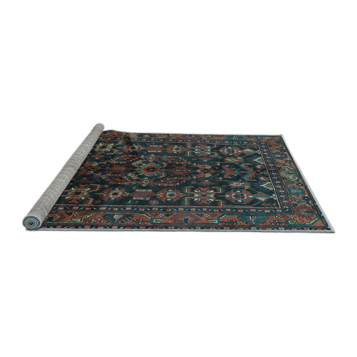 Sideview of Machine Washable Persian Light Blue Traditional Rug, wshtr598lblu