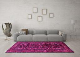 Machine Washable Persian Pink Traditional Rug in a Living Room, wshtr598pnk