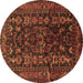Round Persian Brown Traditional Rug, tr598brn