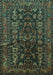 Machine Washable Persian Turquoise Traditional Area Rugs, wshtr598turq