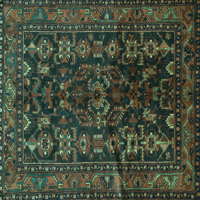 Square Persian Turquoise Traditional Rug, tr598turq