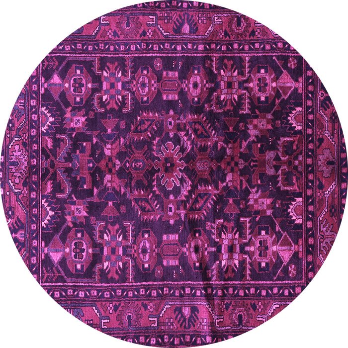 Round Persian Purple Traditional Rug, tr598pur