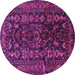 Round Machine Washable Persian Purple Traditional Area Rugs, wshtr598pur